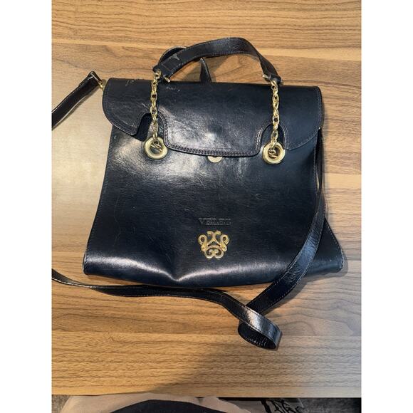 Vintage Designer Velez Black Leather Shoulder Handbag Made In Columbia - Picture 1 of 3